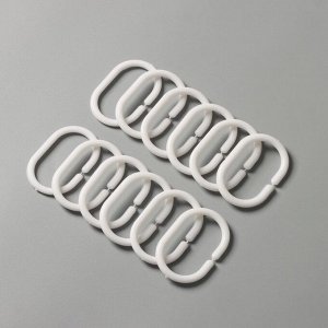 Кольца для штор Доляна, в ванную, пластик, 12 шт., 5.7x3.8 см, белые