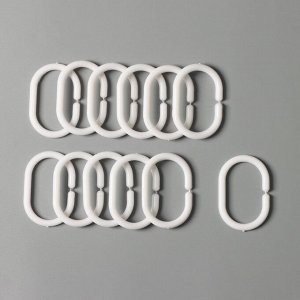 Кольца для штор Доляна, в ванную, пластик, 12 шт., 5.7x3.8 см, белые