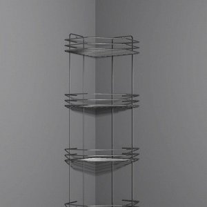 Полка для ванной угловая 4-х ярусная, 20,5x20,5x72 см, хром