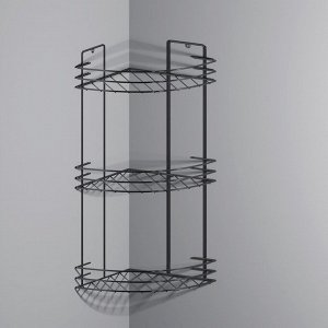 Полка для ванной угловая 3-ярусная, 19x19x45 см, хром