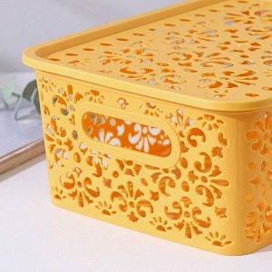 Контейнер для хранения с крышкой «Узор», пластик, 25x19x10 см, цвет МИКС