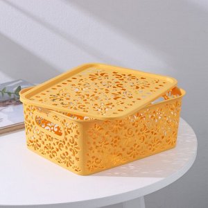 Контейнер для хранения с крышкой «Узор», пластик, 25x19x10 см, цвет МИКС