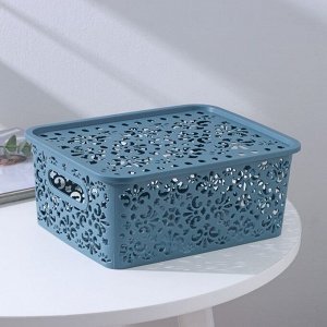 Контейнер для хранения с крышкой «Узор», пластик, 25x19x10 см, цвет МИКС