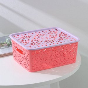 Контейнер для хранения с крышкой «Узор», пластик, 25x19x10 см, цвет МИКС