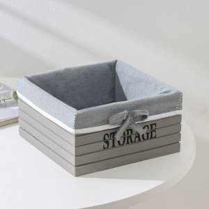 Корзина для хранения Доляна Storage, 19x19x10 см, средняя, дерево, цвет серый