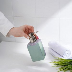 Набор аксессуаров для ванной комнаты SAVANNA Square, 4 предмета (дозатор для мыла, 2 стакана, подставка), цвет зелёный