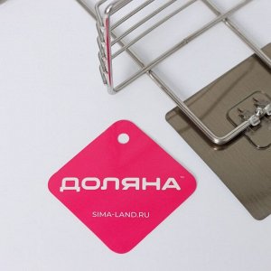Мыльница 2-х ярусная на липучке Доляна, 2 крючка, 14.5x10x21 см, хром