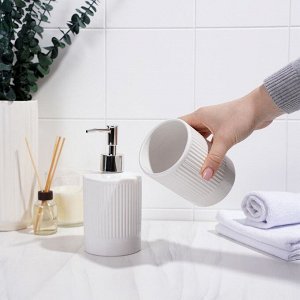Набор аксессуаров для ванной комнаты «Лина», 2 предмета (дозатор для мыла, стакан), цвет белый