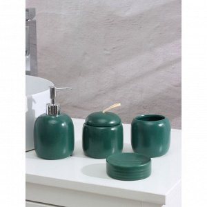 Набор аксессуаров для ванной комнаты Доляна Monro, 4 предмета (мыльница, дозатор для мыла 450 мл, стакан, баночка), цвет зелёный