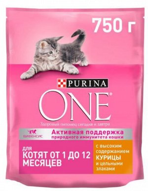 Purina ONE сухой корм для котят Курица/цельные злаки 750гр
