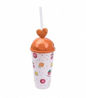 Стакан пластиковый с трубочкой,500 мл/Стакан для ребенка/Стакан для напитков с трубочкой