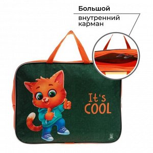 Папка для труда А4 на молнии текстиль 70 мм 350?270 «Кот»