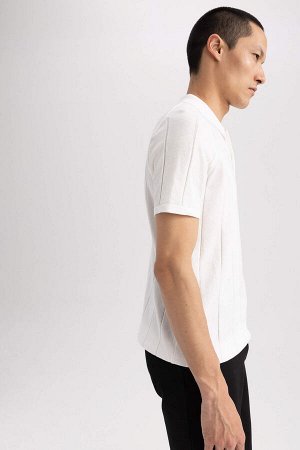 DEFACTO Современная трикотажная футболка с воротником поло и коротким рукавом