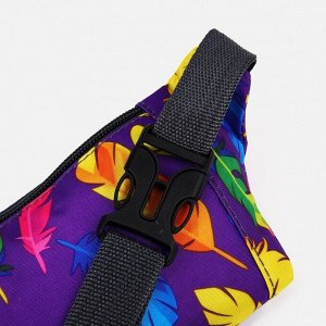 Сумка поясная на молнии, наружный карман, разъём для USB, цвет фиолетовый/разноцветный