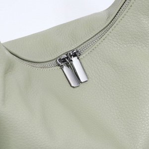 Сумка-мешок на молнии, наружный карман, длинный ремень, цвет зелёный