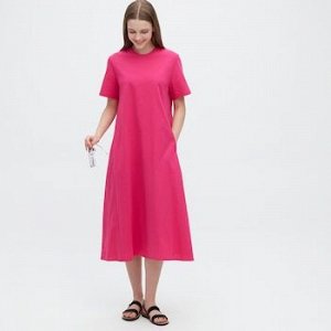 Женское платье (длина 108.5～119.5cm), розовый Uniqlo