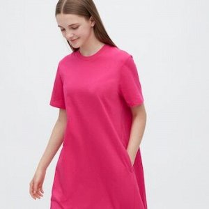 Женское платье (длина 108.5～119.5cm), розовый Uniqlo