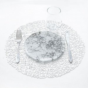 Набор салфеток сервировочных на стол Доляна «Паутинка», d=38 см, 4 шт, цвет серебряный