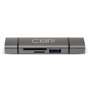 Картридер CBR Gear, USB Type-C/USB 3.0, доп.выход USB 3.0