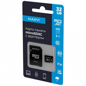 Карта памяти micro-SD Maxvi 32GB class 10 + адаптер