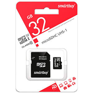 Карта памяти micro-SD Smartbuy 32GB class 10 + адаптер