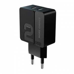 Заряд. устр. сетевое More choice NC46, 2USB 2.4A, black