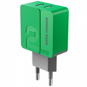 Заряд. устр. сетевое More choice NC46, 2USB 2.4A, green