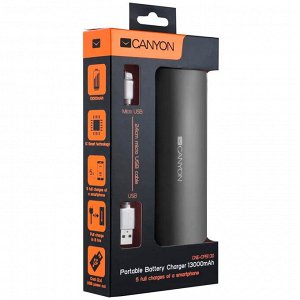 Резервный аккумулятор CANYON CNE-CPB20B 20000 mAh, 2USB (2.1mAh+2.1mAh) черный