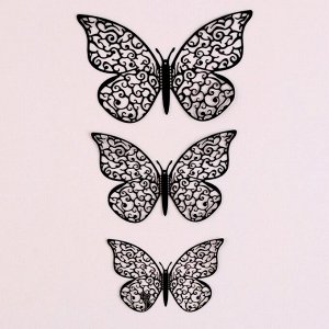 Набор для украшения «Бабочки», 12 штук, цвет чёрный