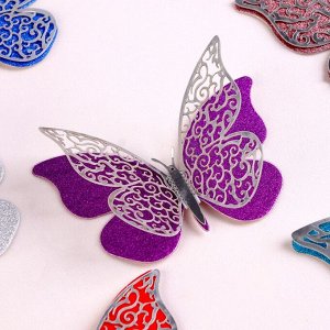 Страна карнавалия Набор для украшения «Бабочки», серебряный слой, 12 штук, цвета МИКС