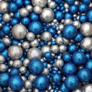 Посыпка кондитерская с глиттером «Блеск»: синий, серебро, 50 г