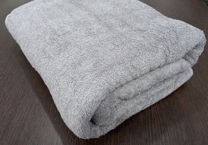 Махровое полотенце (простынь) 190*220 см хлопок цвет Стальной-серый