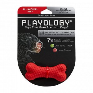 Playology двухслойная жевательная косточка DUAL LAYER BONE с ароматом говядины, маленькая, красный