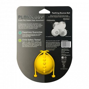 Playology дентальный хрустящий жевательный тройной мяч для щенков SQUEAKY BOUNCE BALL с ароматом курицы, желтый