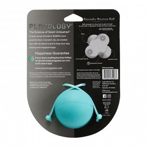 Playology хрустящий жевательный тройной мяч SQUEAKY BOUNCE BALL с пищалкой и с ароматом арахиса, голубой