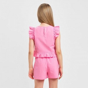 Комплект для девочки (топ, шорты) KAFTAN, 34 (122-128 см), ярко-розовый