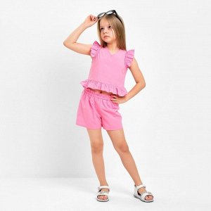 Комплект для девочки (топ, шорты) KAFTAN, 34 (122-128 см), ярко-розовый