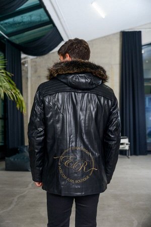 Мужская зимняя куртка из экокожи