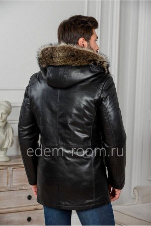 Мужская зимняя куртка из кожи