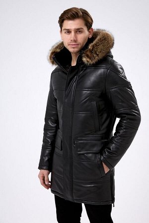 Удлинённая куртка из кожи для зимы
