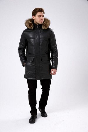 Удлинённая куртка из кожи для зимы