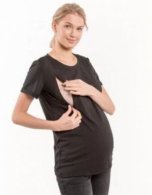 Футболка для беременных и кормящих б/р (черный)