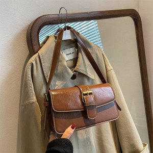Женская сумка-багет на плечо, стиль французский ретро, экокожа