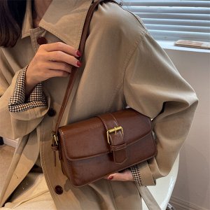 Женская сумка-багет на плечо, стиль французский ретро, экокожа