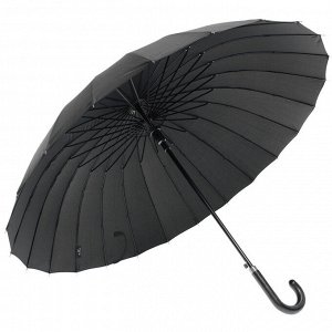 Зонт-трость мужской полуавтомат ЧЁРНЫЙ усиленный 24 спицы, d 120 см