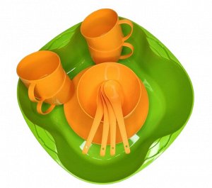 Набор для пикника/Набор посуды для пикника/Посуда пластиковая 17 предметов/Посуда для пикника