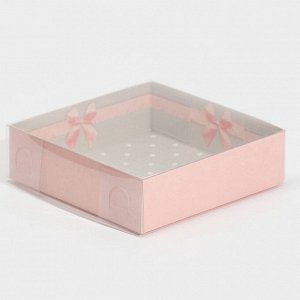 Коробка для макарун с PVC крышкой «Приятных моментов», 12 х 12 ? 3 см