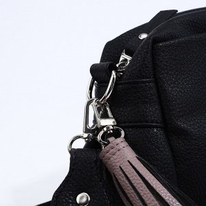 Сумка кросс-боди RICHET на молнии, наружный карман, 2 длинных ремня, цвет чёрный