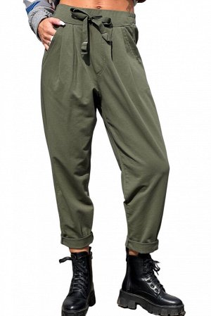 Зеленые повседневные брюки с карманами