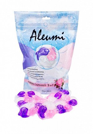 Aleumi Жидкое средство для стирки в капсулах 5в1, 3 камеры 15гр, ROSE, 30шт